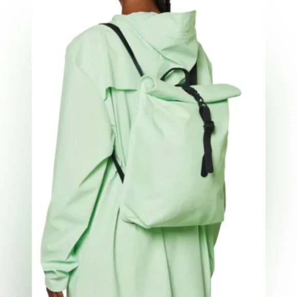 RAINS Waterproof Mineral Mint Rolltop Mini Rucksack Unisex NEW Rains | Bags | New Rains Mineral Roll Top Mint Rucksack 316  main image 3